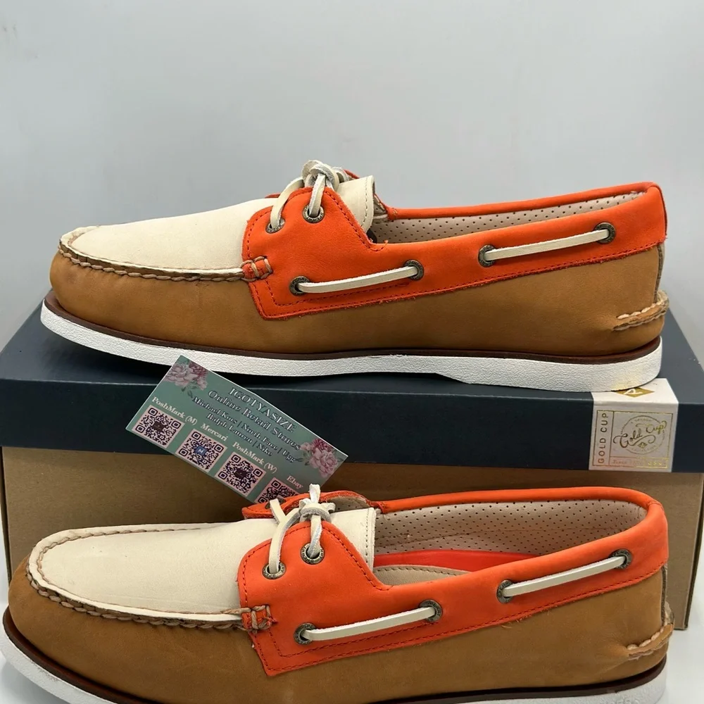 SPERRY GOLD CUP AUTHENTIC TRI‎ TONE BOAT SHOE 2 EYE (10.5)